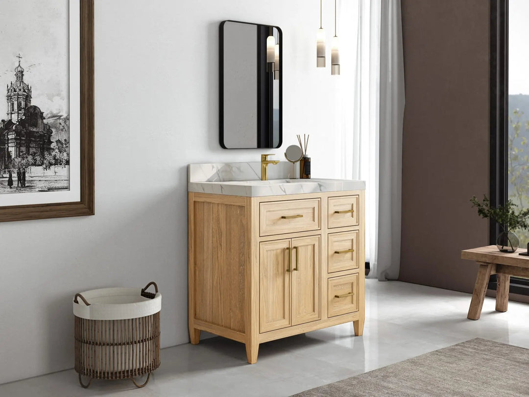 Santa Monica Teak Wood 36 in. W x 22 in. D Single Sink Bathroom Vanity