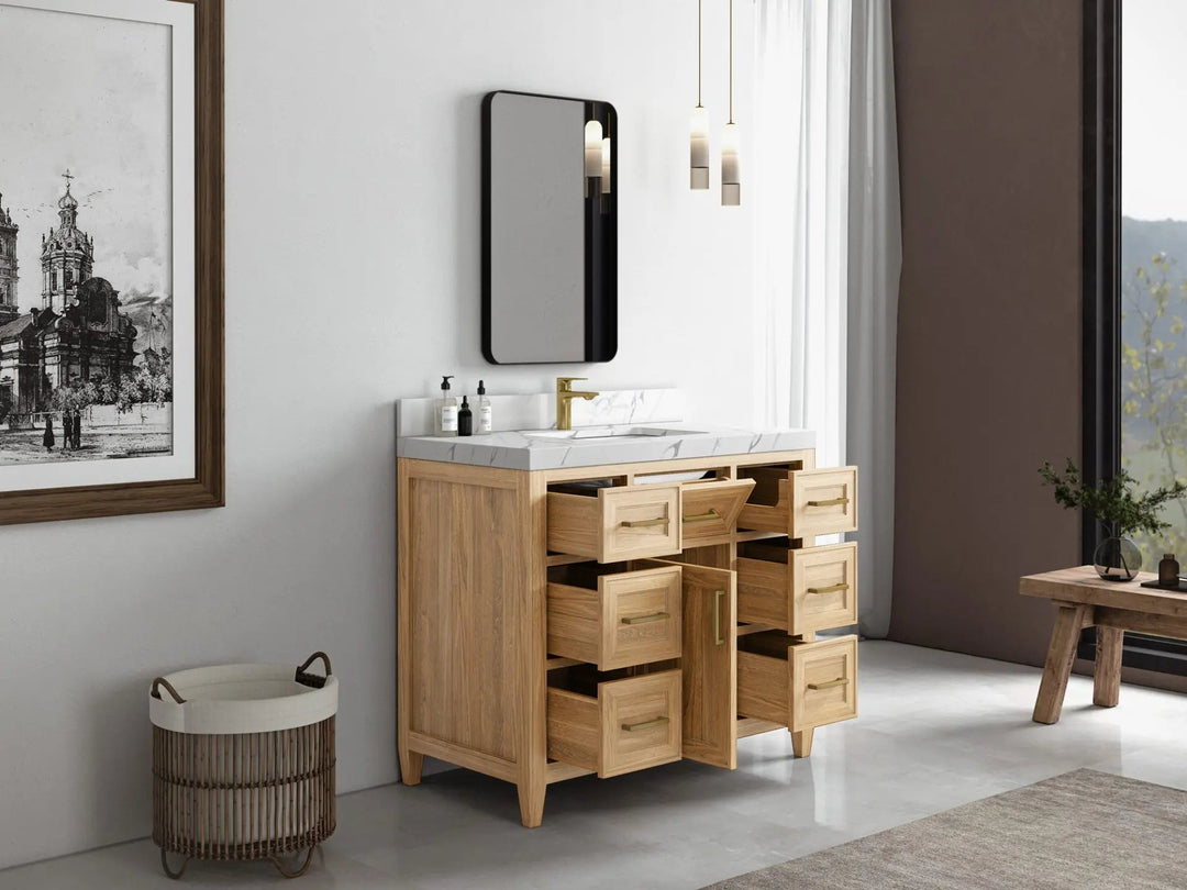 Santa Monica Teak Wood 42 in. W x 22 in. D Single Sink Bathroom Vanity