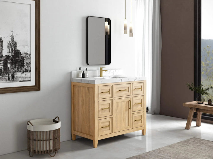 Santa Monica Teak Wood 42 in. W x 22 in. D Single Sink Bathroom Vanity - photo 2