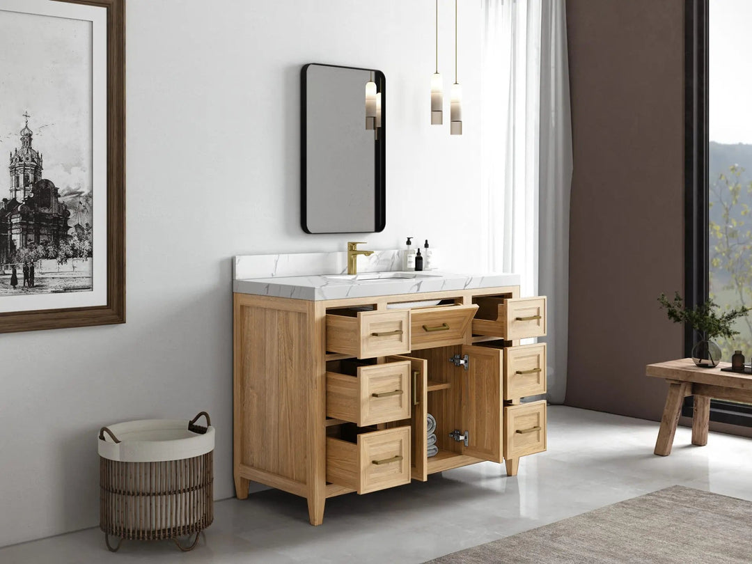 Santa Monica Teak Wood 48 in. W x 22 in. D Single Sink Bathroom Vanity