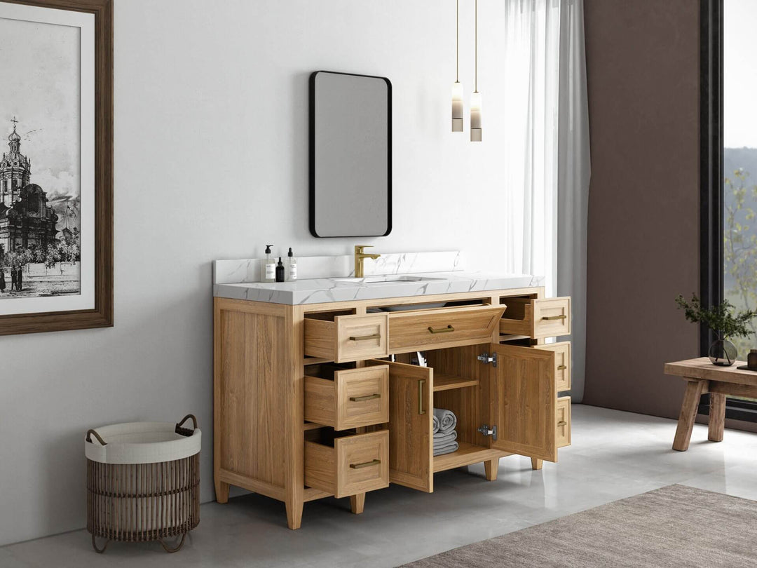 Santa Monica Teak Wood 60 in. W x 22 in. D Single Sink Bathroom Vanity