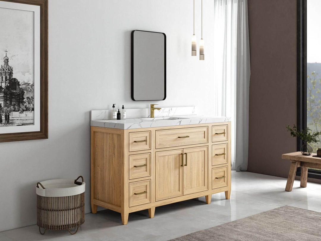 Santa Monica Teak Wood 60 in. W x 22 in. D Single Sink Bathroom Vanity