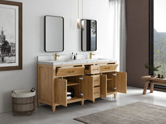 Santa Monica Teak Wood 60 in. W x 22 in. D Double Sink Bathroom Vanity - photo 3
