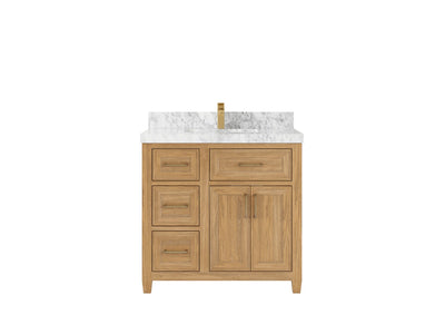Santa Monica Teak Wood 36 in. W x 22 in. D Center Sink Bathroom Vanity