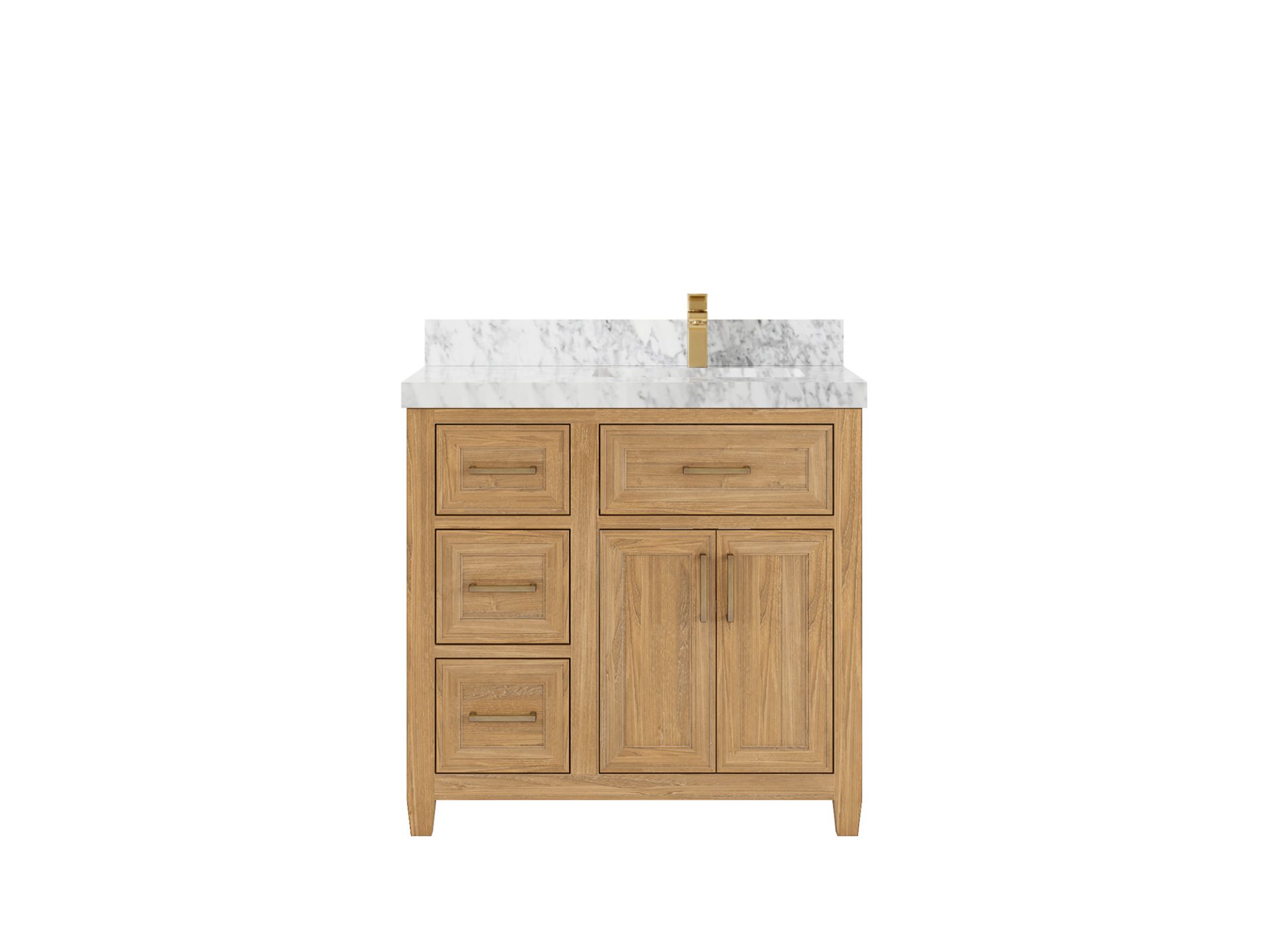 Santa Monica Teak Wood 36 in. W x 22 in. D Right Offset Sink Bathroom Vanity