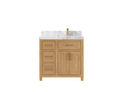 Santa Monica Teak Wood 36 in. W x 22 in. D Right Offset Sink Bathroom Vanity - photo 15
