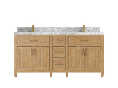 Santa Monica Teak Wood 72 in. W x 22 in. D Double Sink Bathroom Vanity