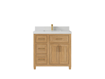 Santa Monica Teak Wood 36 in. W x 22 in. D Center Sink Bathroom Vanity