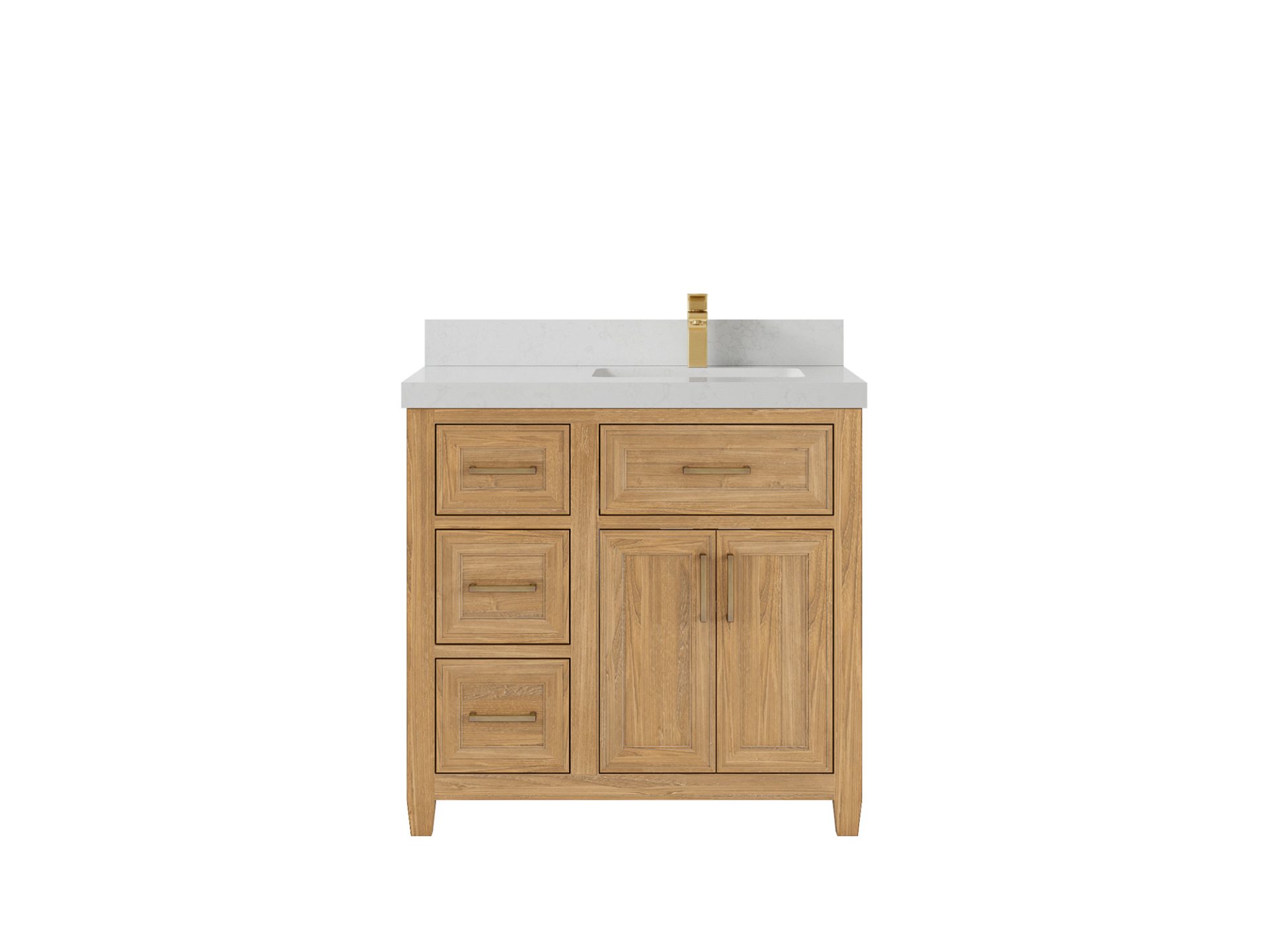 Santa Monica Teak Wood 36 in. W x 22 in. D Right Offset Sink Bathroom Vanity