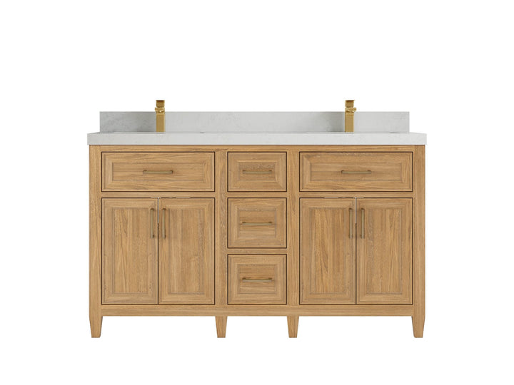 Santa Monica Teak Wood 60 in. W x 22 in. D Double Sink Bathroom Vanity - photo 17
