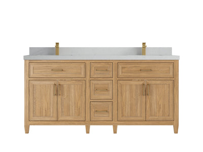Santa Monica Teak Wood 72 in. W x 22 in. D Double Sink Bathroom Vanity