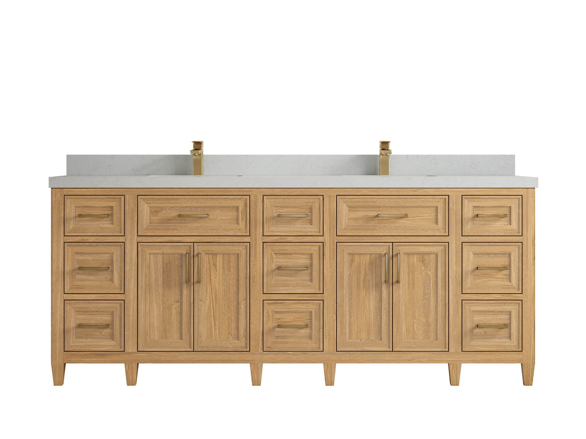 Santa Monica Teak Wood 84 in. W x 22 in. D Double Sink Bathroom Vanity