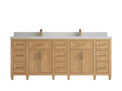 Santa Monica Teak Wood 84 in. W x 22 in. D Double Sink Bathroom Vanity