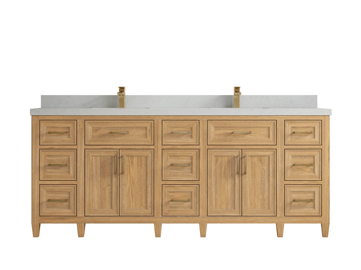 Santa Monica Teak Wood 84 in. W x 22 in. D Double Sink Bathroom Vanity - photo 17