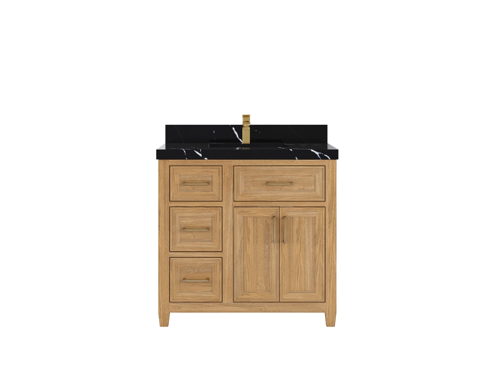Santa Monica Teak Wood 36 in. W x 22 in. D Center Sink Bathroom Vanity