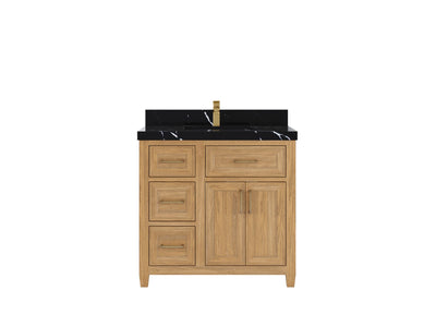 Santa Monica Teak Wood 36 in. W x 22 in. D Center Sink Bathroom Vanity