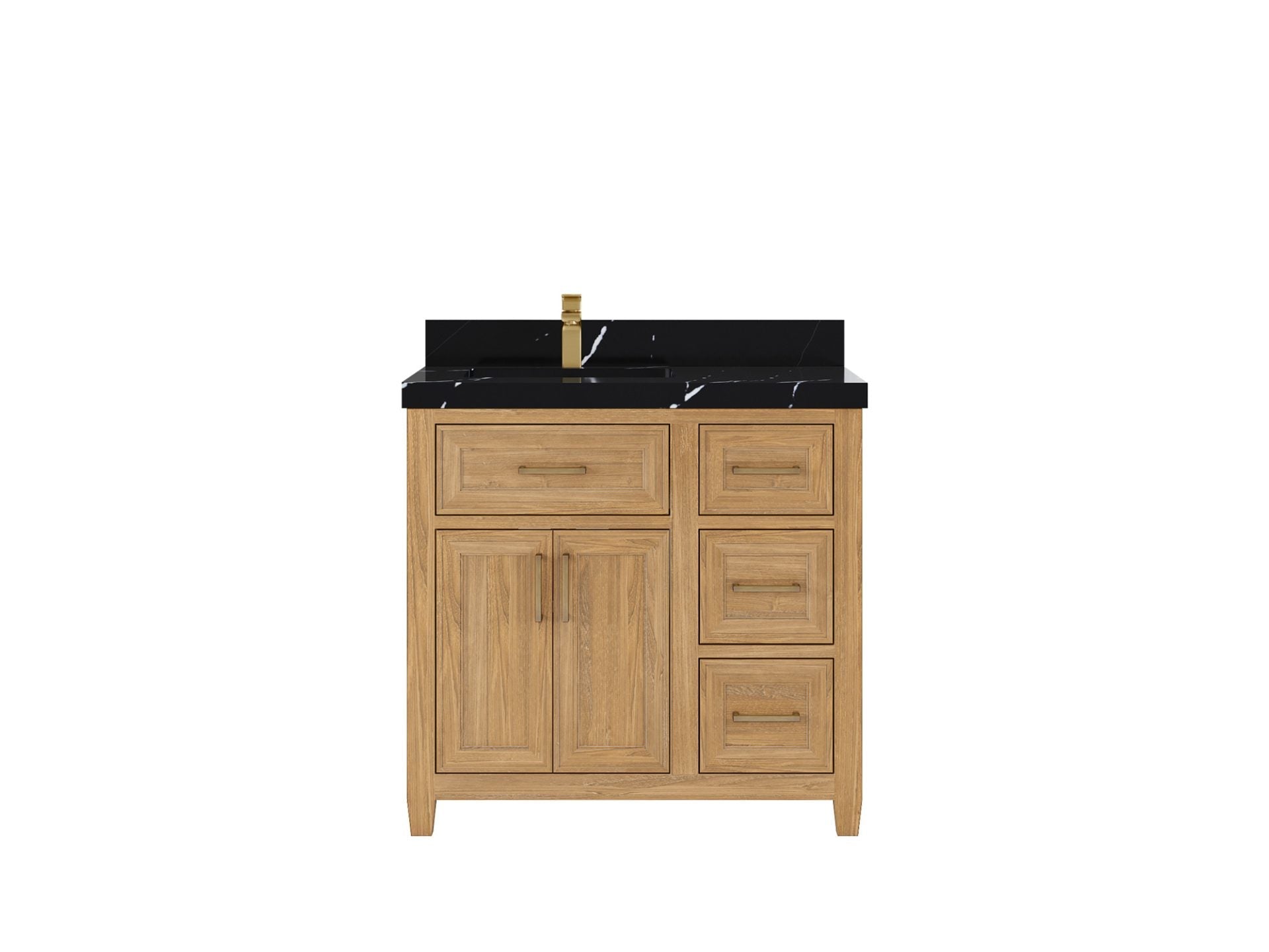 Santa Monica Teak Wood 36 in. W x 22 in. D Left Offset Sink Bathroom Vanity