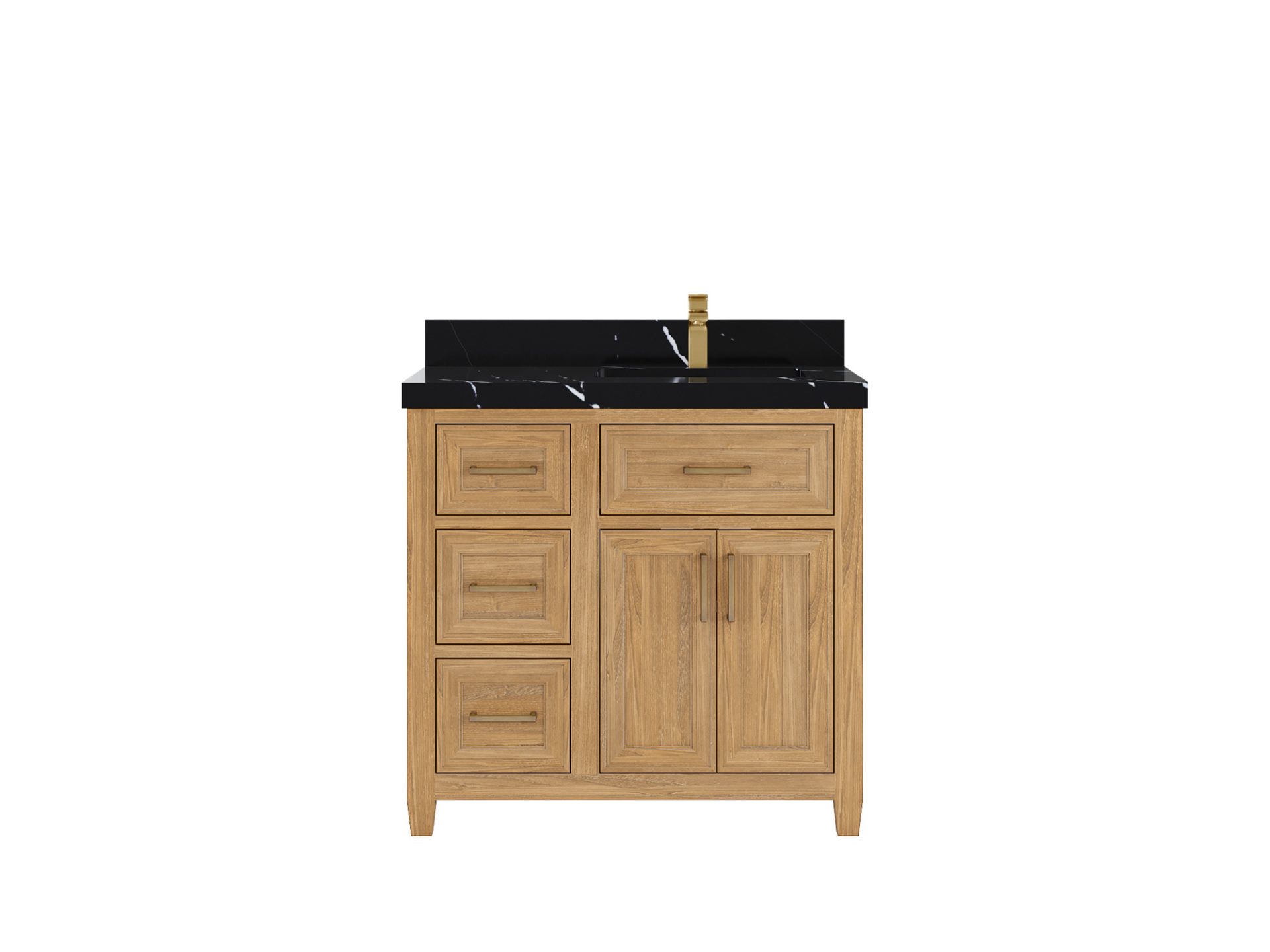 Santa Monica Teak Wood 36 in. W x 22 in. D Right Offset Sink Bathroom Vanity