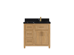 Santa Monica Teak Wood 36 in. W x 22 in. D Right Offset Sink Bathroom Vanity - photo 7