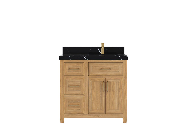 Santa Monica Teak Wood 36 in. W x 22 in. D Right Offset Sink Bathroom Vanity - photo 7