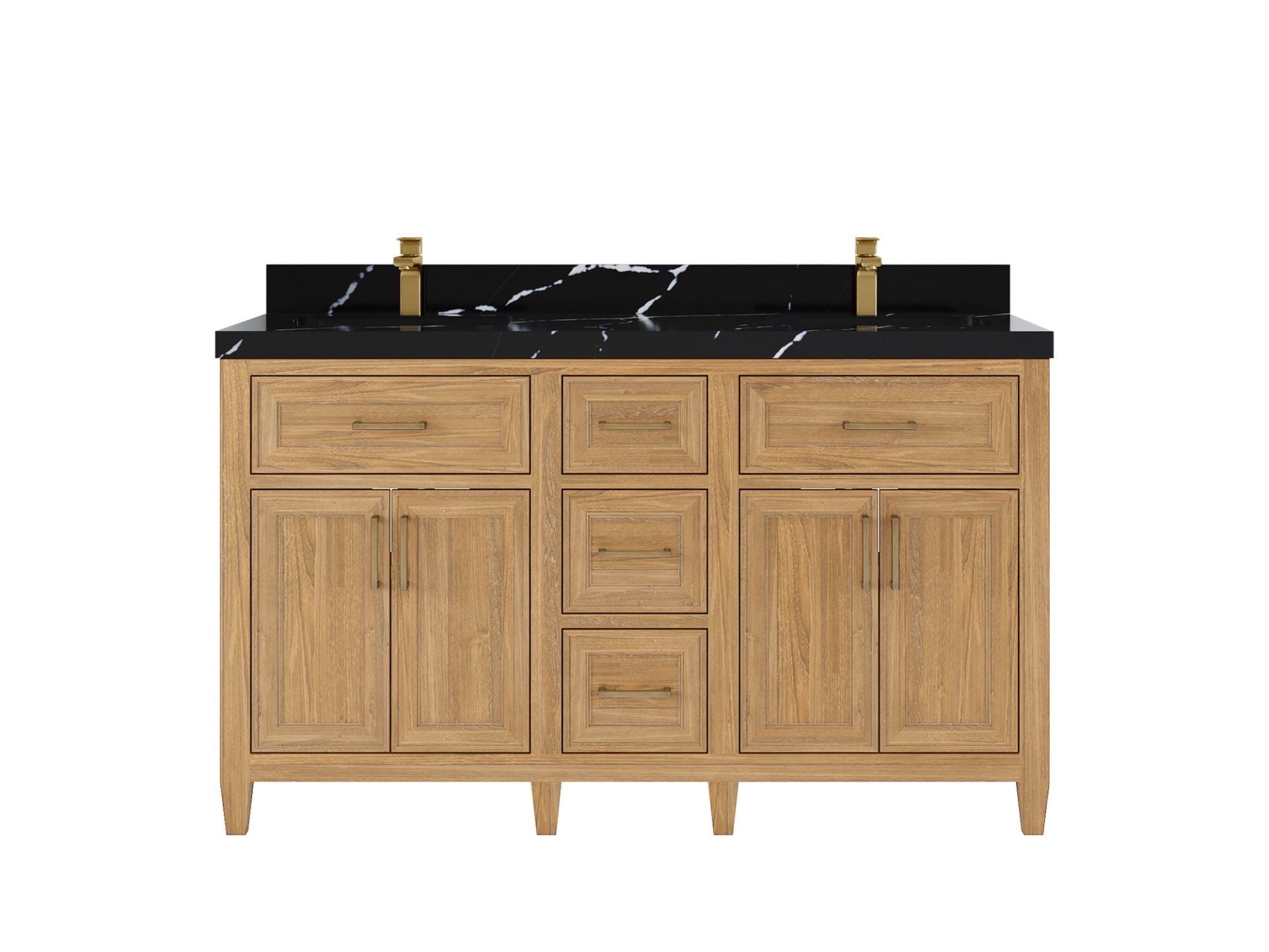 Santa Monica Teak Wood 60 in. W x 22 in. D Double Sink Bathroom Vanity