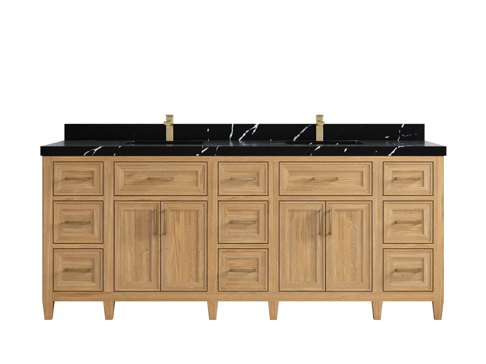 Santa Monica Teak Wood 84 in. W x 22 in. D Double Sink Bathroom Vanity