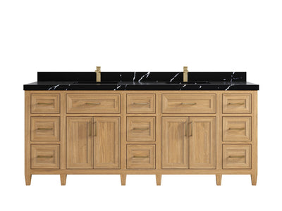 Santa Monica Teak Wood 84 in. W x 22 in. D Double Sink Bathroom Vanity