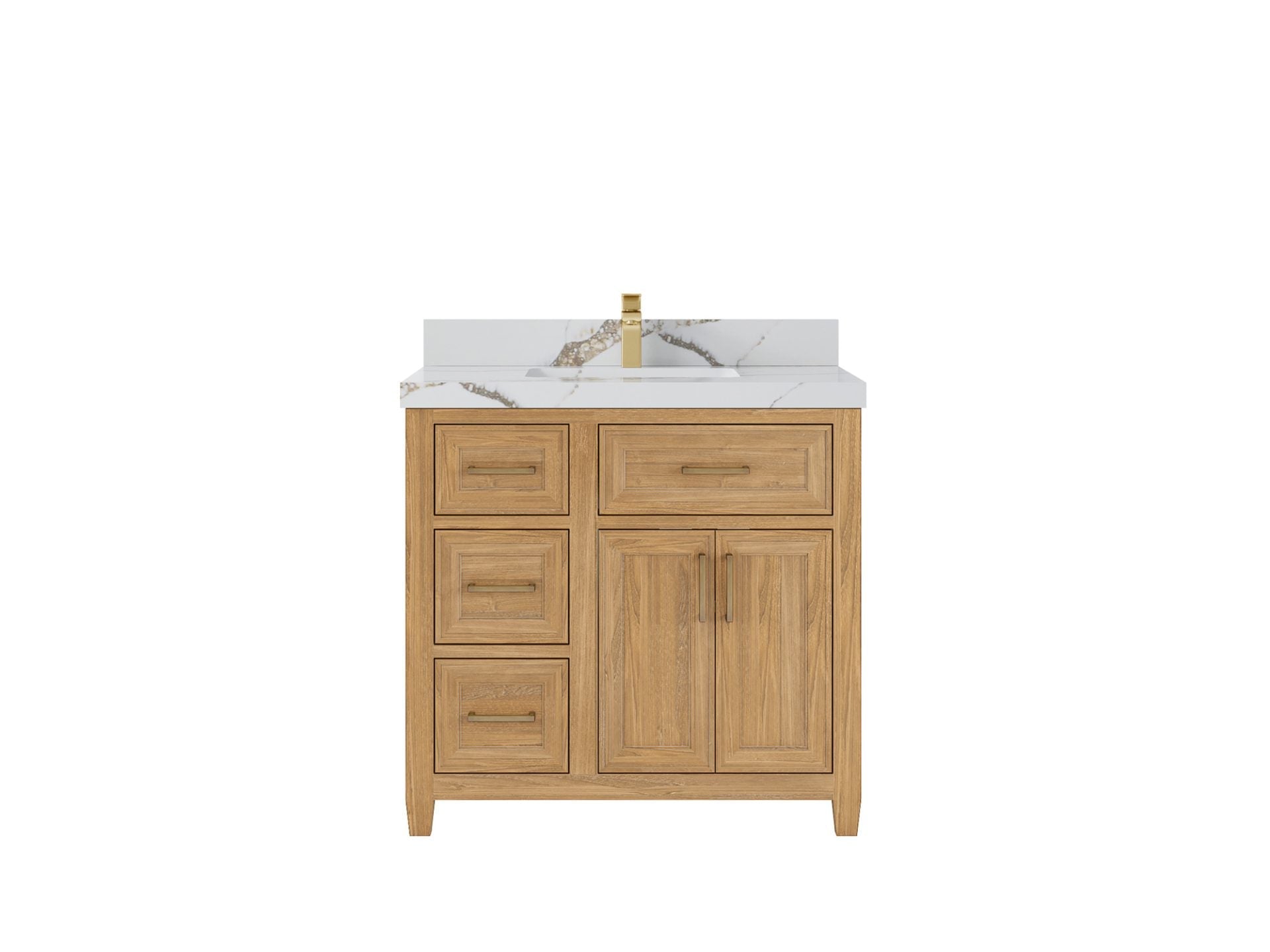 Santa Monica Teak Wood 36 in. W x 22 in. D Center Sink Bathroom Vanity