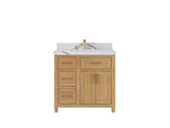 Santa Monica Teak Wood 36 in. W x 22 in. D Center Sink Bathroom Vanity - photo 12