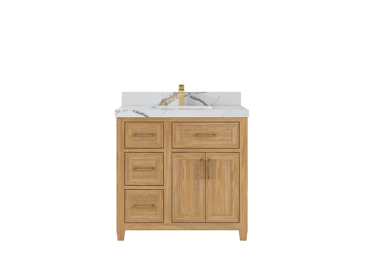 Santa Monica Teak Wood 36 in. W x 22 in. D Center Sink Bathroom Vanity - photo 12