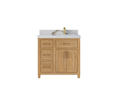 Santa Monica Teak Wood 36 in. W x 22 in. D Right Offset Sink Bathroom Vanity - photo 13