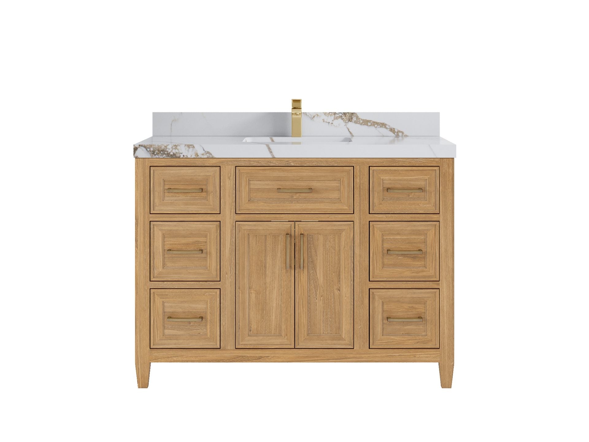 Santa Monica Teak Wood 48 in. W x 22 in. D Single Sink Bathroom Vanity