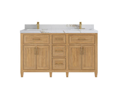 Santa Monica Teak Wood 60 in. W x 22 in. D Double Sink Bathroom Vanity - photo 13