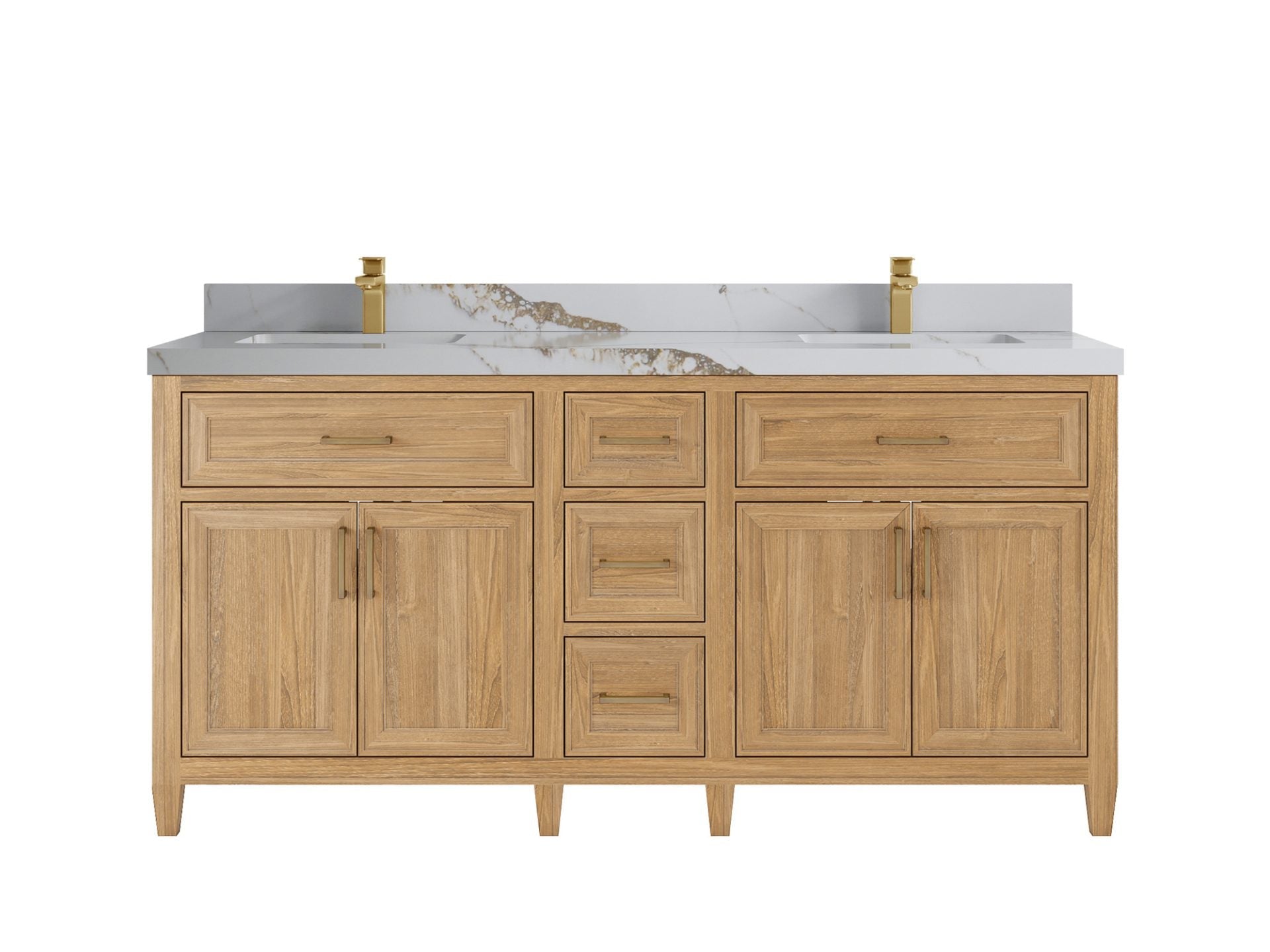 Santa Monica Teak Wood 72 in. W x 22 in. D Double Sink Bathroom Vanity