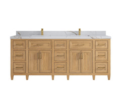 Santa Monica Teak Wood 84 in. W x 22 in. D Double Sink Bathroom Vanity - photo 13