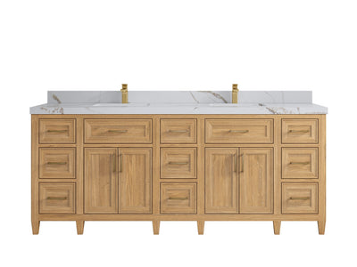 Santa Monica Teak Wood 84 in. W x 22 in. D Double Sink Bathroom Vanity