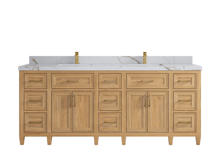 Santa Monica Teak Wood 84 in. W x 22 in. D Double Sink Bathroom Vanity - photo 13
