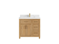 Santa Monica Teak Wood 36 in. W x 22 in. D Single Sink Bathroom Vanity - photo 7
