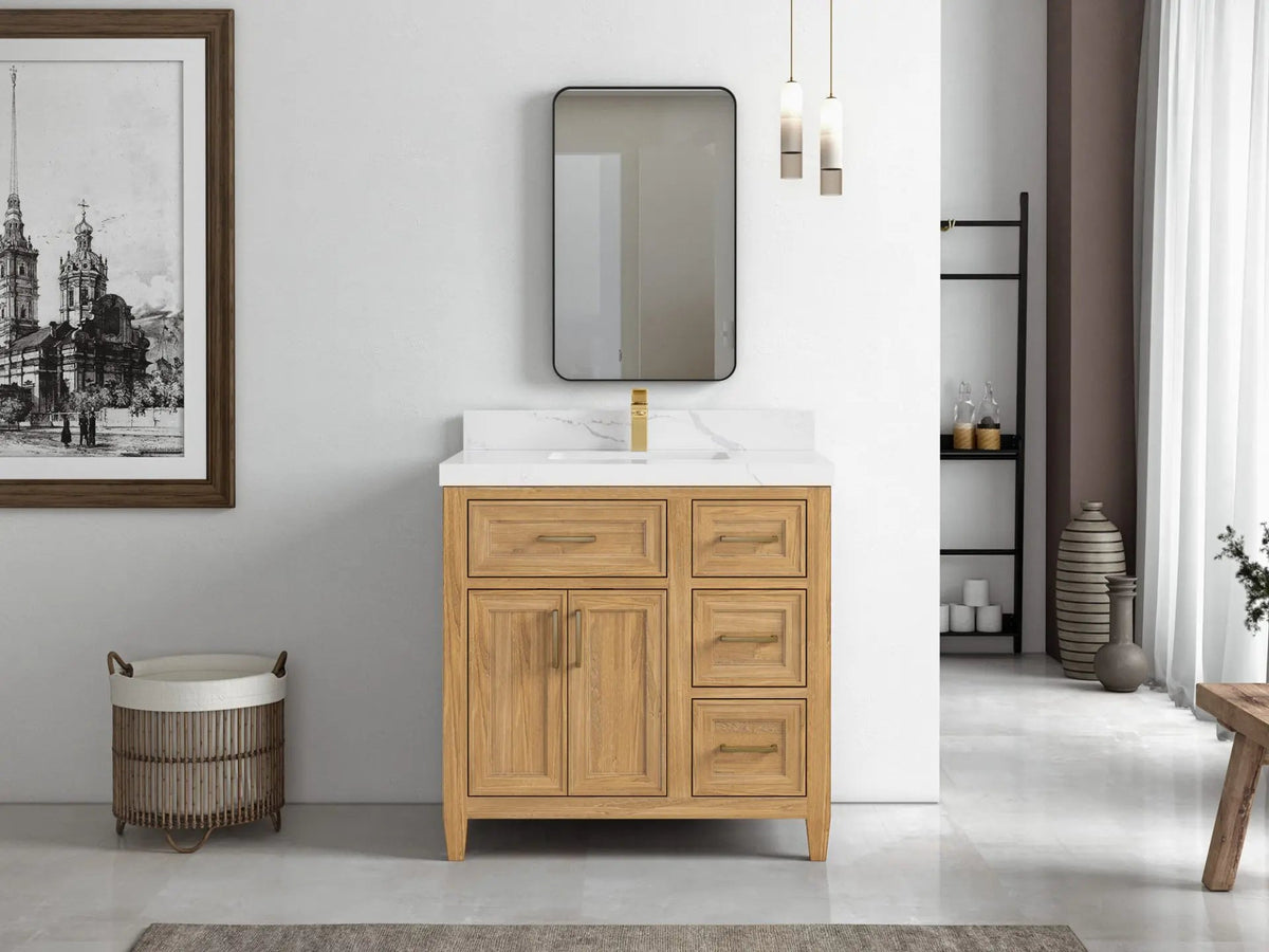 Santa Monica Teak Wood 36 in. W x 22 in. D Single Sink Bathroom Vanity