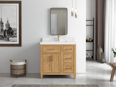 Santa Monica Teak Wood 36 in. W x 22 in. D Single Sink Bathroom Vanity - photo 4