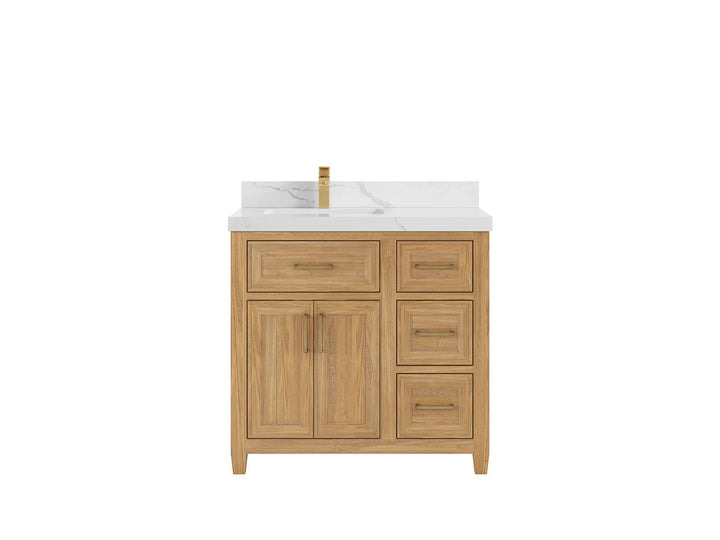 Santa Monica Teak Wood 36 in. W x 22 in. D Left Offset Sink Bathroom Vanity - photo 8