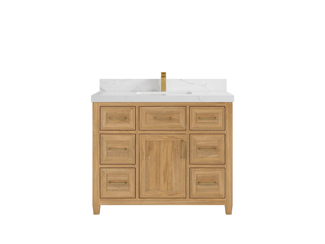 Santa Monica Teak Wood 42 in. W x 22 in. D Single Sink Bathroom Vanity
