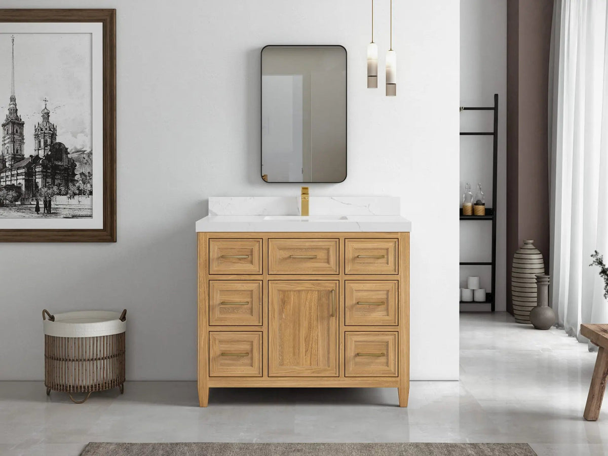 Santa Monica Teak Wood 42 in. W x 22 in. D Single Sink Bathroom Vanity