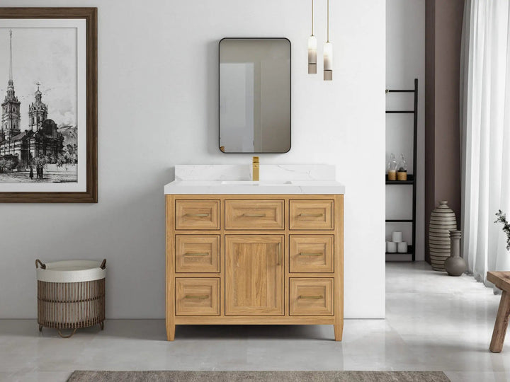 Santa Monica Teak Wood 42 in. W x 22 in. D Single Sink Bathroom Vanity - photo 4
