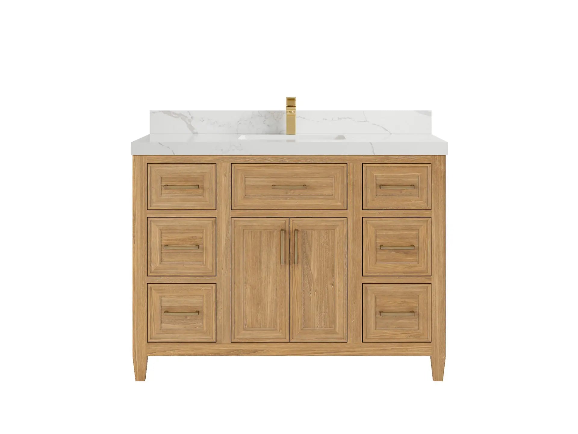 Santa Monica Teak Wood 48 in. W x 22 in. D Single Sink Bathroom Vanity