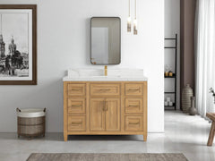 Santa Monica Teak Wood 48 in. W x 22 in. D Single Sink Bathroom Vanity - photo 4