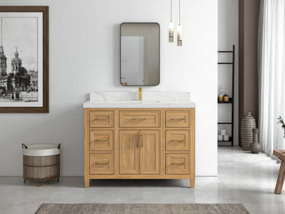 Santa Monica Teak Wood 48 in. W x 22 in. D Single Sink Bathroom Vanity