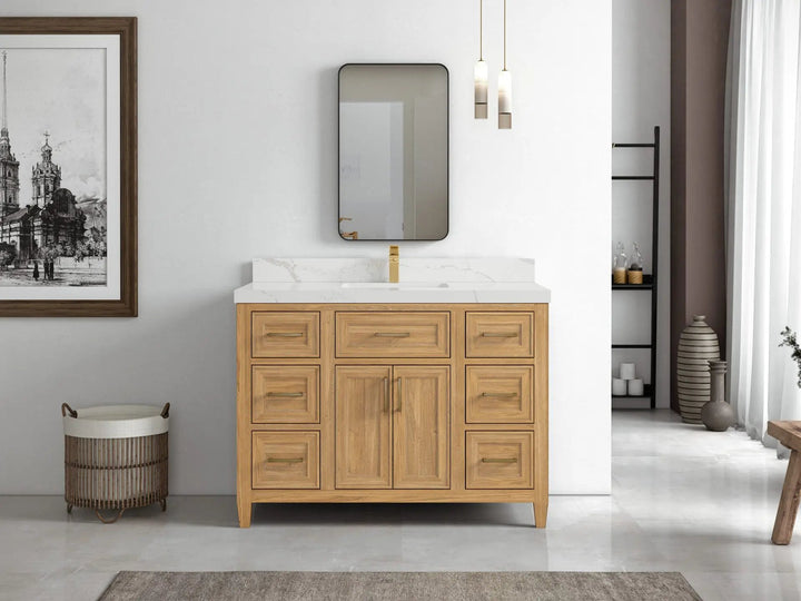 Santa Monica Teak Wood 48 in. W x 22 in. D Single Sink Bathroom Vanity - photo 4
