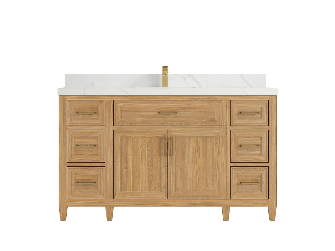 Santa Monica Teak Wood 60 in. W x 22 in. D Single Sink Bathroom Vanity