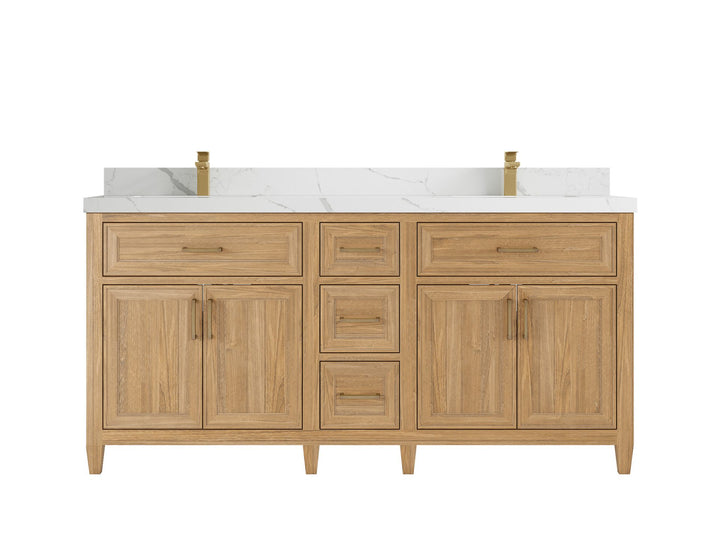 Santa Monica Teak Wood 72 in. W x 22 in. D Double Sink Bathroom Vanity - photo 1